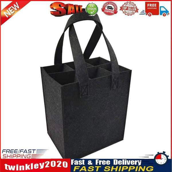 Felt Wine Storage Tote Bag with Divider Solid Color 6 Grids Bottle Carrier Newly