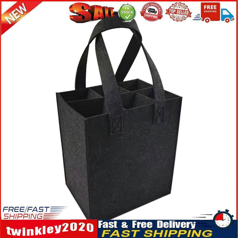 Felt Wine Storage Tote Bag with Divider Solid Color 6 Grids Bottle Carrier Newly