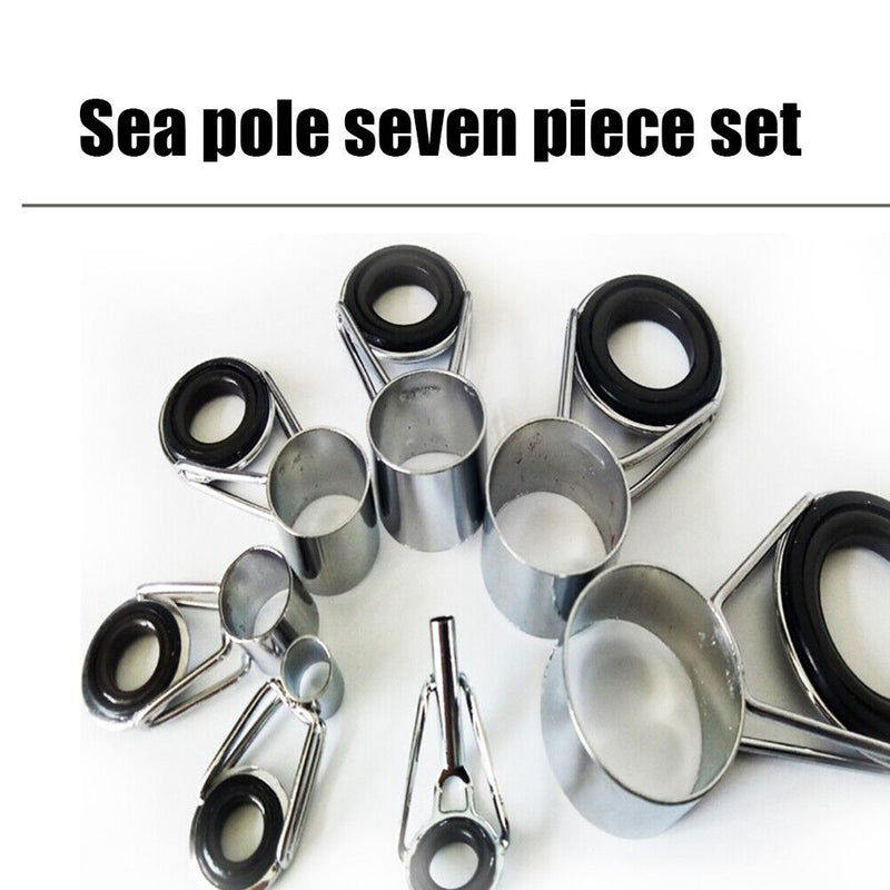 7pcs Fishing Rod Guide Top Ring Circle Pole Line Guides Eyes Fishing Access