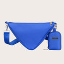 Nylon Casual Shoulder Bags Triangle Crossbody Zipper Handbags with Small Clutch
