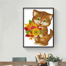 14CT Counted Cross Stitch Kits DIY Sunflower Cat Embroidery Home Needlework
