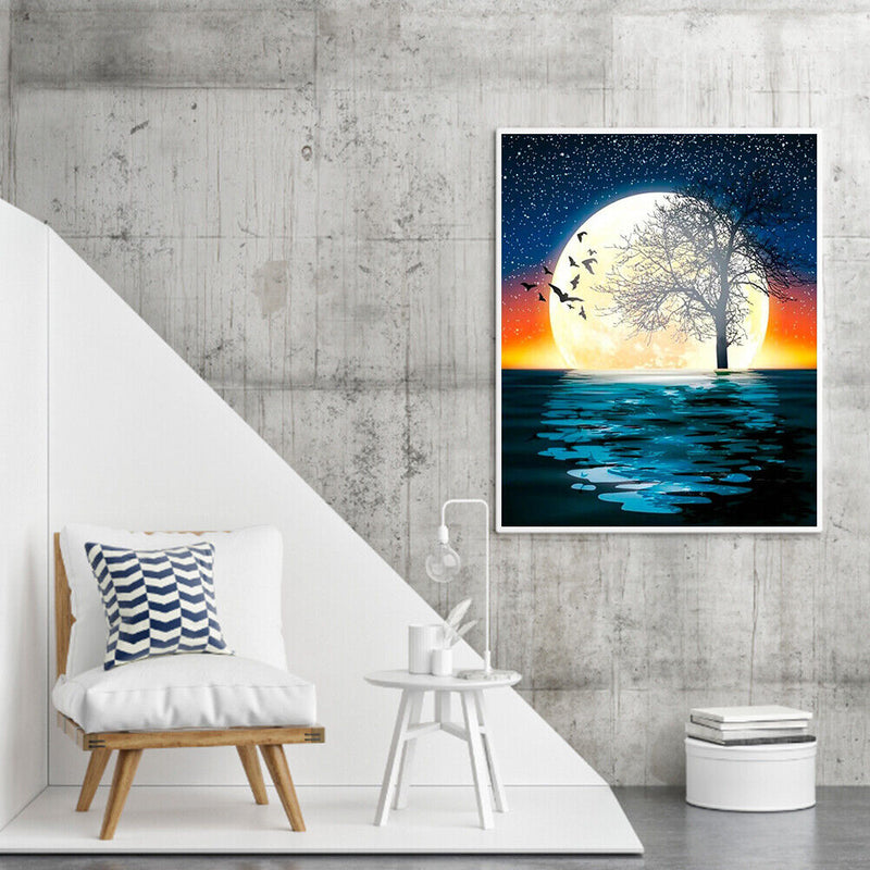 Sea Moon Oil Paint By Numbers Kit DIY Acrylic Painting on Canvas Drawing