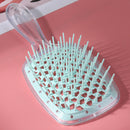Wide Teeth Air Cushion Comb Scalp Massage Hair Brush (Transparent Blue) Newly