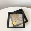 10pcs Floating Display Stands Clear Jewelry Necklace Box (Black 7x7x2cm) Newly