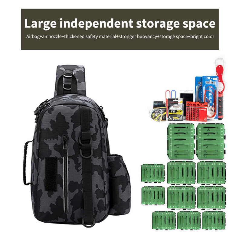 Waterproof Bag Outdoor Shoulder Fishing Tackle Backpack (Grey Camouflage)