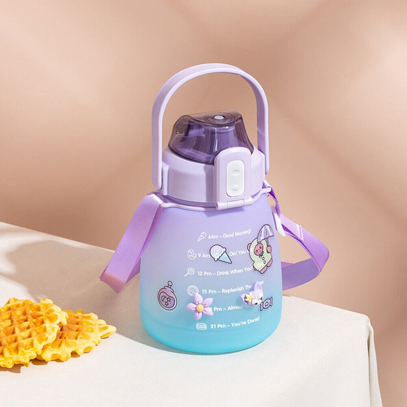 1.3L Large-capacity Water Bottle Outdoor Sports Gradient Cup (Purple Blue) Newly