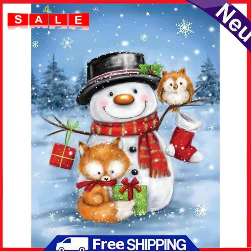 5D Rhinestone Pictures DIY Winter Snowman Full Round Drill Diamond Painting Kit
