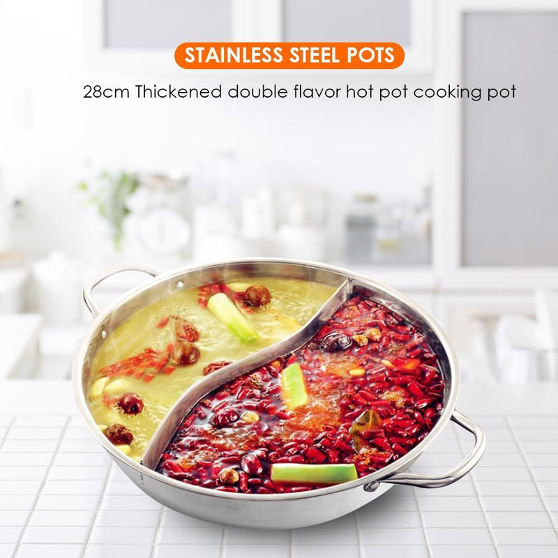Stainless Steel Single-layer Mandarin Duck Soup Fondue Hot Pot Kitchen Cookware