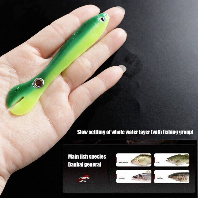 5pcs 10cm 6g Artificial Soft Loach Fishing Lures Crankbait + 5pcs Barbed Ho