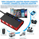 QC3.0 Cigarette Lighter 3 Socket 180W Power Adapter USB Car Charger (Red) Newly