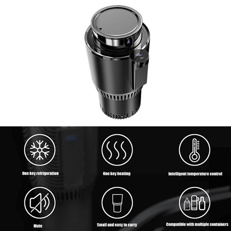 12V 2 in 1 Car Cup Holder Cooler Warmer for Drink Can Baby Bottle (Black)