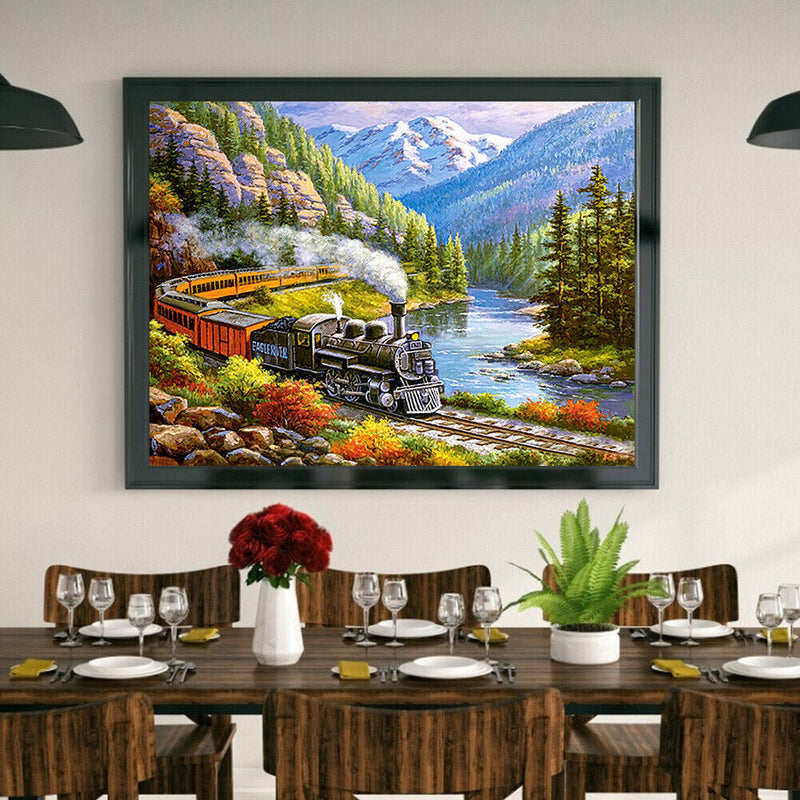 DIY Diamond Painting Train Park Full Round Drill Mosaic Art Picture Rhinestones