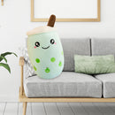 Child Bubble Tea Family Stuffed Plush Pillow Soft Cushion (Green Round) Newly
