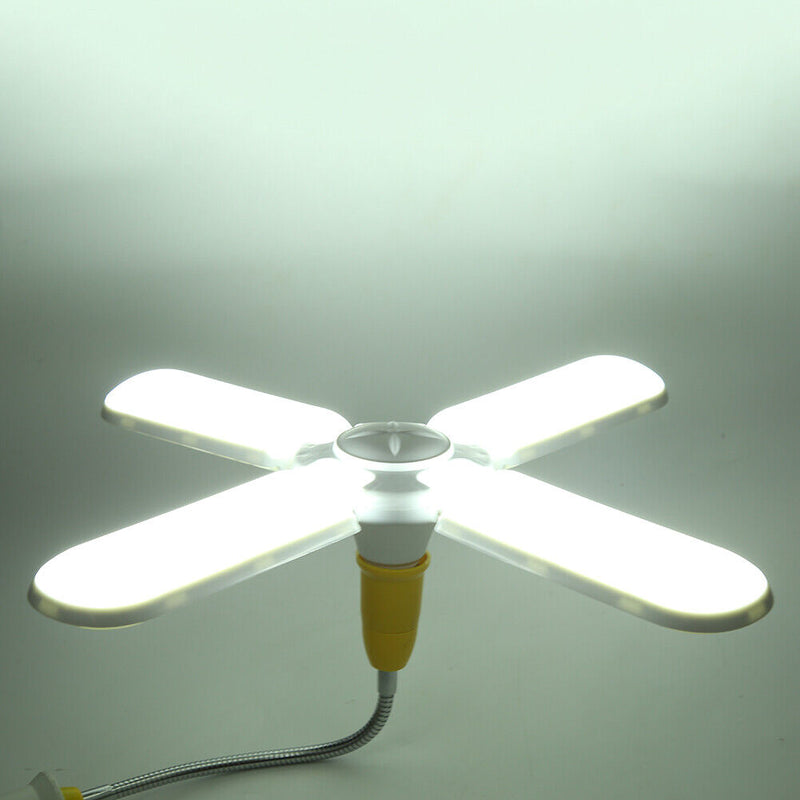 3 Leaf LED Fan Deformable Lamp Fan Folding Garage Ceiling Workshop Lamp (C)