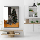 Frameless Hand Painted Picture DIY Christmas Black Cat Wall Painting By Numbers