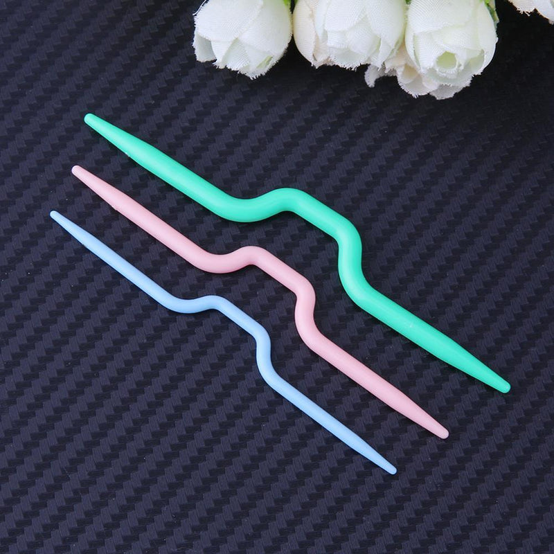 3pcs Plastic Twist Curved Needles Scarf Sweater Knitting DIY Weaving Tool