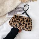 Women Animal Pattern Shoulder Bag Winter Fashion Plush Handbags Female Clutches