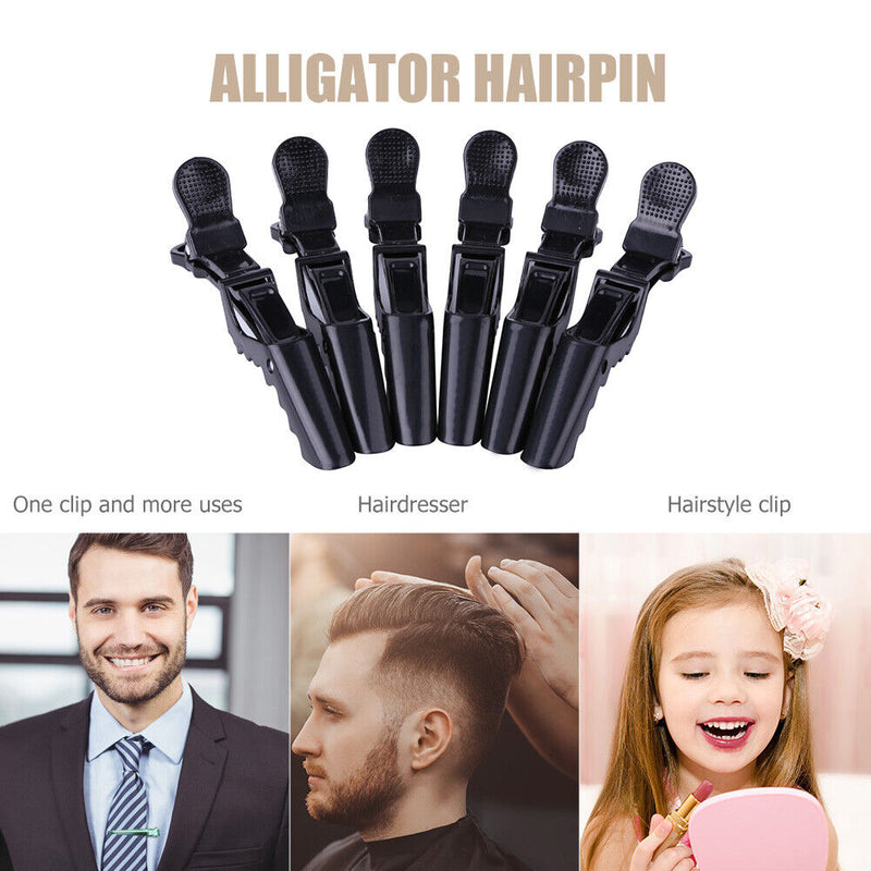 6pcs Alligator Hair Clip Grip Clamps Women Girls Styling Hairpin (Black) Newly