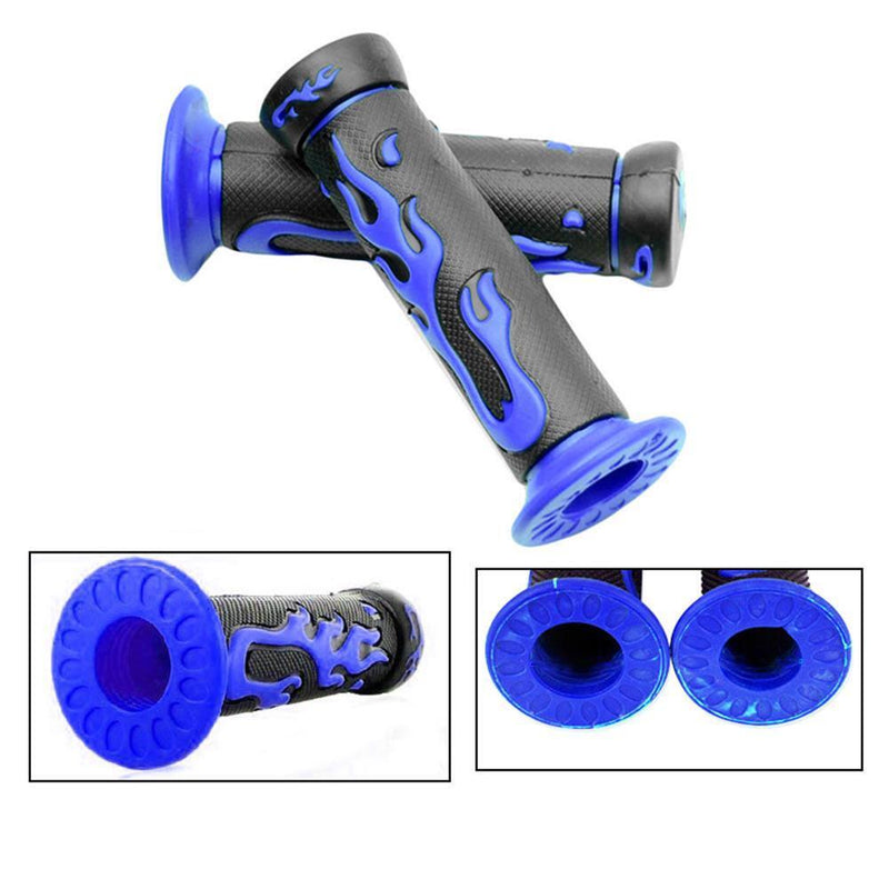 2pcs Blue Flame Soft TPR Universal Motorcycle Bicycle Handlebar Grips Hand