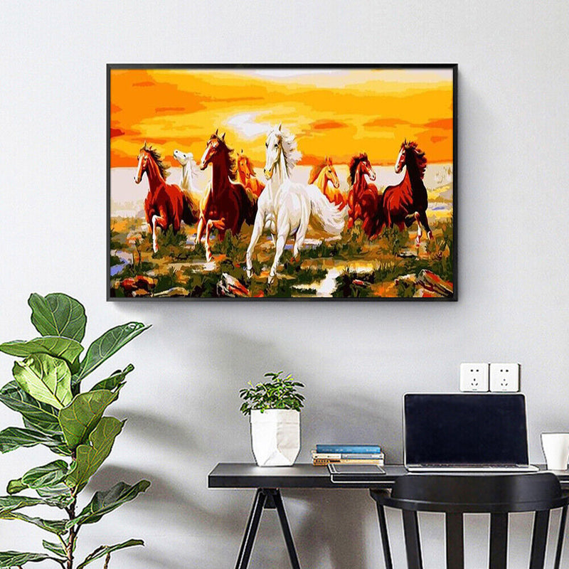 Digital Oil Painting By Numbers Kits Horse DIY Hanging Decor Room Wall Canvas