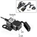 1X Waterproof Dual USB 12V Motorcycle Charger Socket & L0Z0 Mounts D5K1