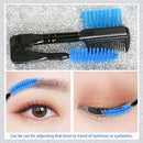 Double-ended Eyebrow Brush Eyelash Brush Comb and Round Comb Teeth (Blue) Newly