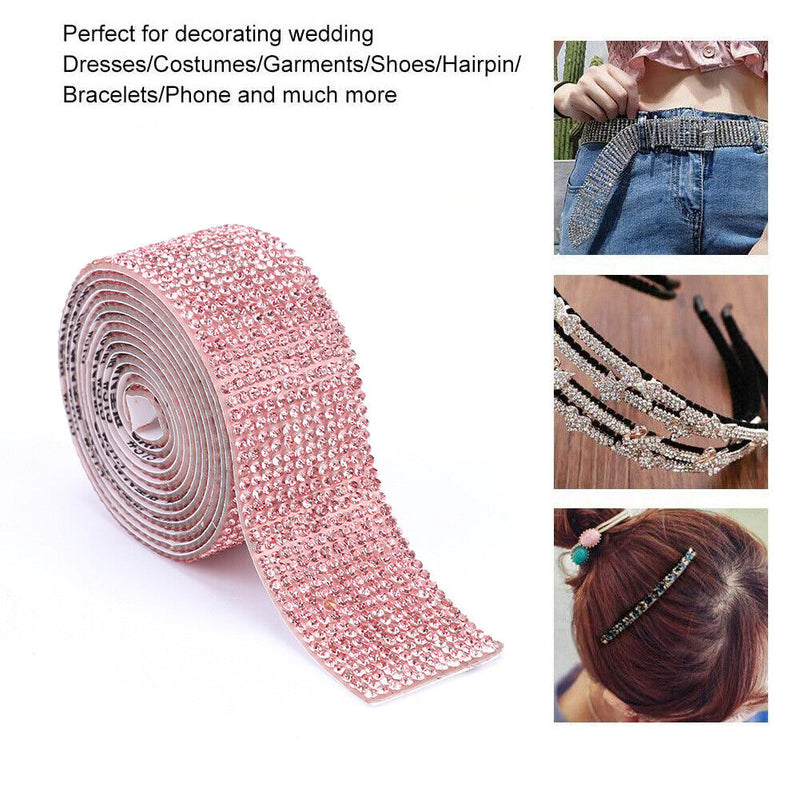 #A 1m Rhinestone Tape Applicator Ribbon Glitter Self-adhesive Crystal DIY Sticke