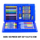 Kid Colored Pencil Crayon Watercolors Pens Drawing Board Set (42pcs Blue) Newly