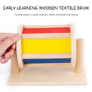 Montessori Sensory Spinning Drum Wooden Textile Baby Kid Educational Instrument