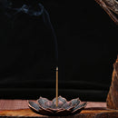 Bronze Lotus Burner Plate Yoga Buddha Nasturtium Line Sandalwood Censer (L)