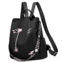 Oxford Backpack Flower Embroidery School Bags Women Travel Anti-theft Rucksack