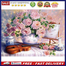 5D Diamond Painting DIY Pink Rose Full Drill Round Rhinestone Mosaic Kit Cr