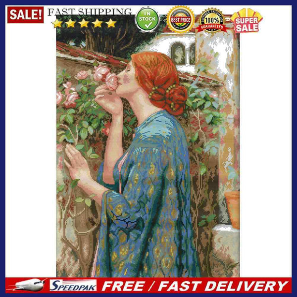 Elegant Woman Canvas Kit Needlework DIY Cross Stitch 14CT Stamped Print Artwo