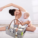 Baby Felt Storage Nursery Basket with Handle Large Pocket (Leather)
