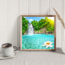 5D DIY Diamond Painting Kits Full Round Drill Lotus Waterfall Mosaic