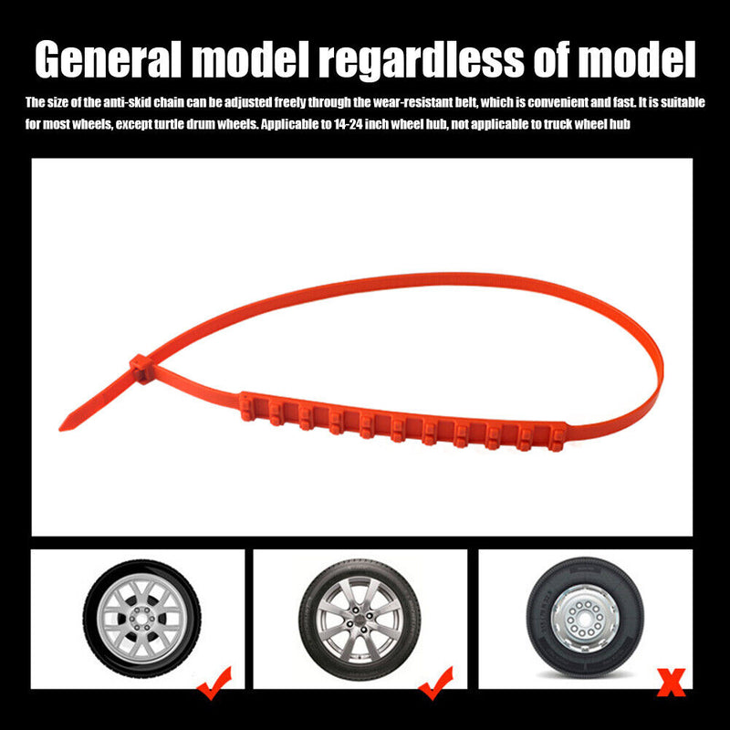 10pcs Car Tire Wheels Anti Slip Belts Snow Winter Tyre Traction Grip Strip