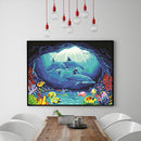 Painting By Numbers Kit DIY Sea Dolphin Hand Painted Canvas Oil Art Picture