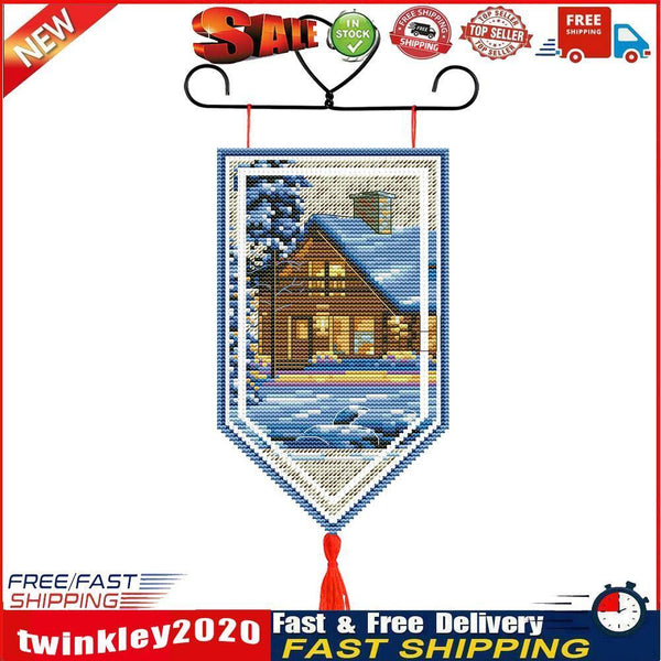 Christmas Banner Pendant 14CT Stamped DIY Cross Stitch Needlework (013) Newly