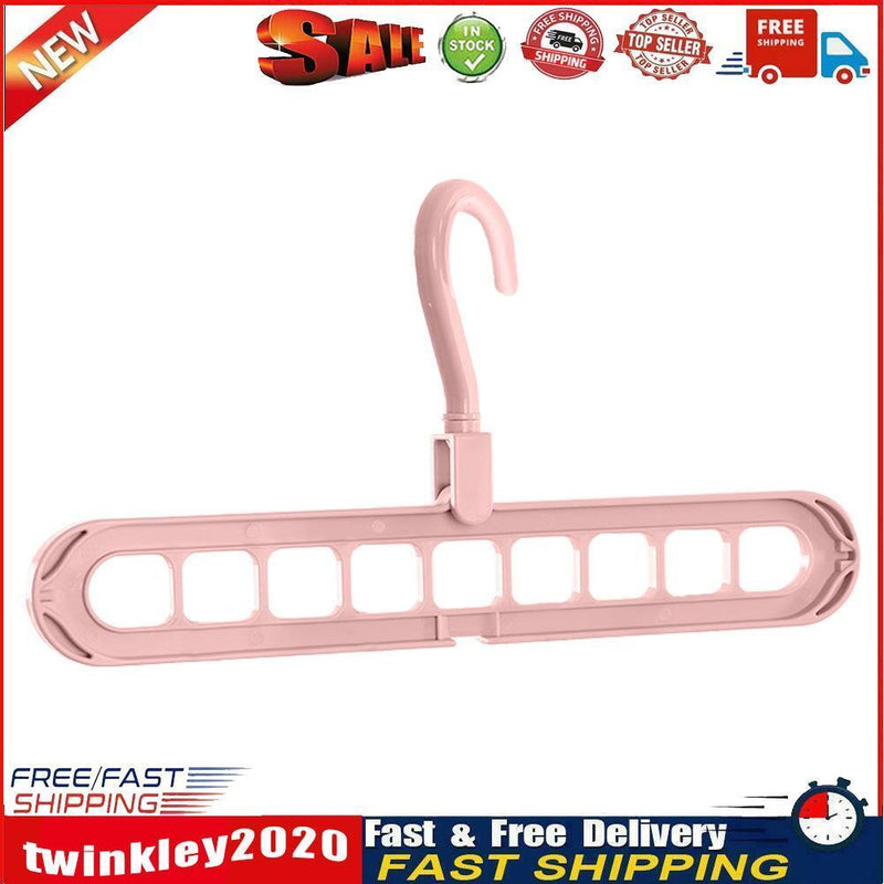 Clothes Wardrobe Hanger Hook Clothing Hanging Rack Shelf Organizer (Pink) Newly