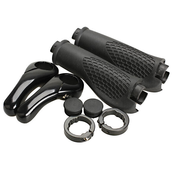 Bike Bicycles Cycling Ergonomic Lock-On Handlebar Grips Bar Ends Black  Newly