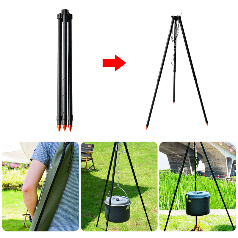 SUNDICK Campfire Tripod Barbecue Grill Hanging Tripod for Outdoor Picnic Cooking