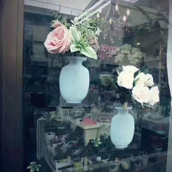 Walls Decorations Flowers Container Wall Stick Silicone Sticky Vase Plant Vases