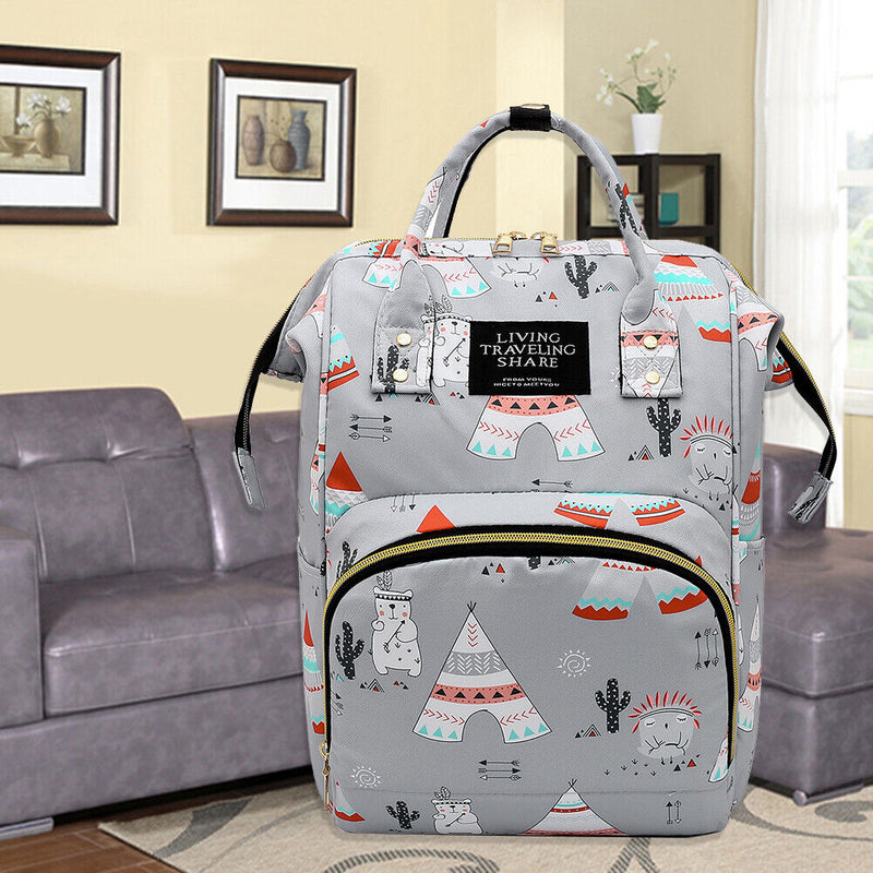 Women Floral Print Backpack School Shoulder Bag Big Capacity Oxford Cloth Packs