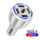 5USB QC3.0 Car Charger 3.1A Multi Ports Phone Fast Quick Charging (White) Newly