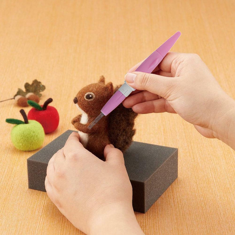 Needle Felting Handle Holder with 3 Needles Wool Embroidery DIY Tool(Pink)