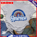 Independence Day Rainbow America Tea T-Shirt (Light Grey M)