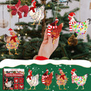 #A Chicken Christmas Hanging Decorations Decorative Wooden Holiday Decor 4pcs Gi