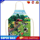 Pasture Linen Kitchen Apron Household Waterproof Cooking Pinafore (68X55CM)