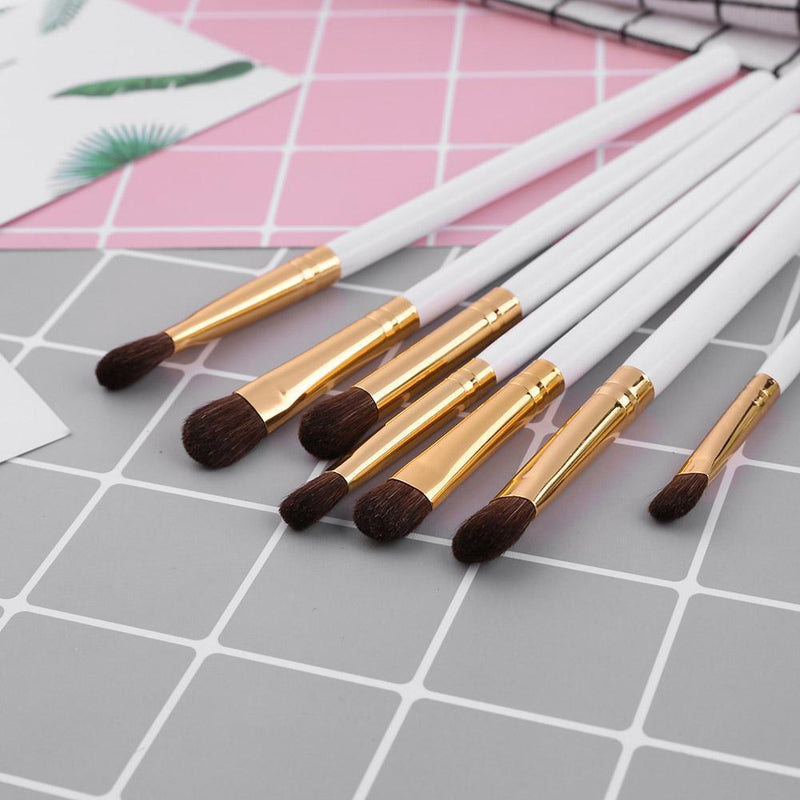 7pcs Soft Hair Wood Handle Eyeshadow Brush Cosmetics Makeup Brushes Set (F)