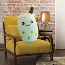 Child Bubble Tea Family Stuffed Plush Pillow Soft Cushion (Green Round) Newly